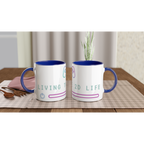 Living The 2D Life White 11oz Ceramic Mug with Colour Inside ceramic blue Colour 11oz Mug Games Globally Fulfilled Tech
