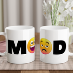 Mood Emoji - White 11oz Ceramic Mug White 11oz Mug Globally Fulfilled
