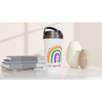 Find Your Rainbow - White 15oz Stainless Steel Travel Mug Travel Mug Globally Fulfilled Motivation