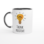 Think Positive - White 11oz Ceramic Mug with Colour Inside Colour 11oz Mug Globally Fulfilled Motivation