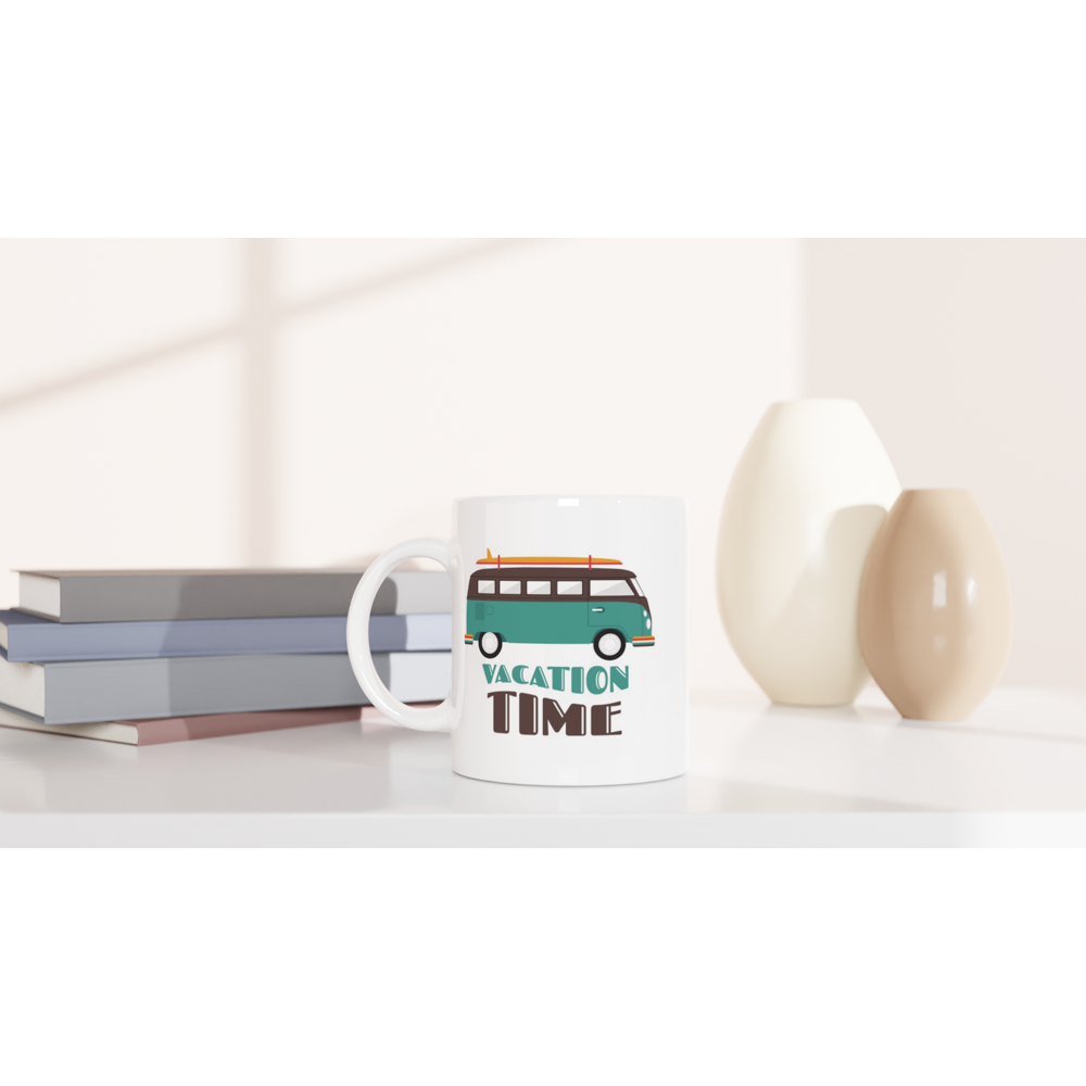 Vacation Time - White 11oz Ceramic Mug White 11oz Mug Globally Fulfilled Summer