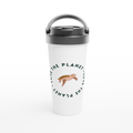 Love The Planet - White 15oz Stainless Steel Travel Mug White 15oz Stainless Steel Travel Mug Travel Mug animal Environment Globally Fulfilled