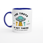 The Truth Is Out There - White 11oz Ceramic Mug with Colour Inside ceramic blue Colour 11oz Mug Globally Fulfilled Sci Fi