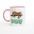 Hanging For Rest Day - White 11oz Ceramic Mug with Colour Inside ceramic pink Colour 11oz Mug animal Fitness Globally Fulfilled