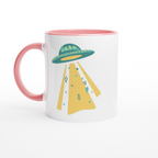 Alien UFO - White 11oz Ceramic Mug with Colour Inside ceramic pink Colour 11oz Mug Globally Fulfilled Sci Fi Space