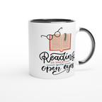 Reading Is Dreaming With Open Eyes - White 11oz Ceramic Mug with Colour Inside Colour 11oz Mug Globally Fulfilled Reading