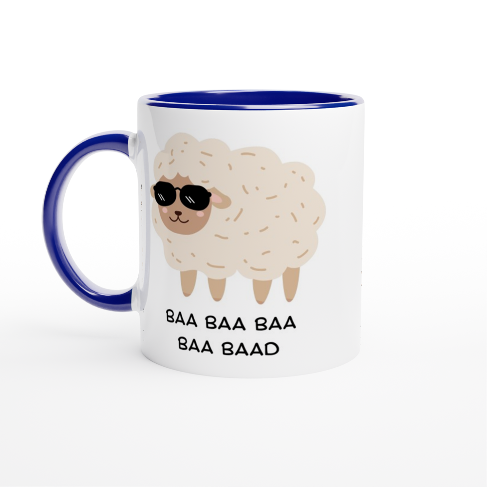 Baa Baa Baa Baa Baad - White 11oz Ceramic Mug with Colour Inside ceramic blue Colour 11oz Mug animal Globally Fulfilled