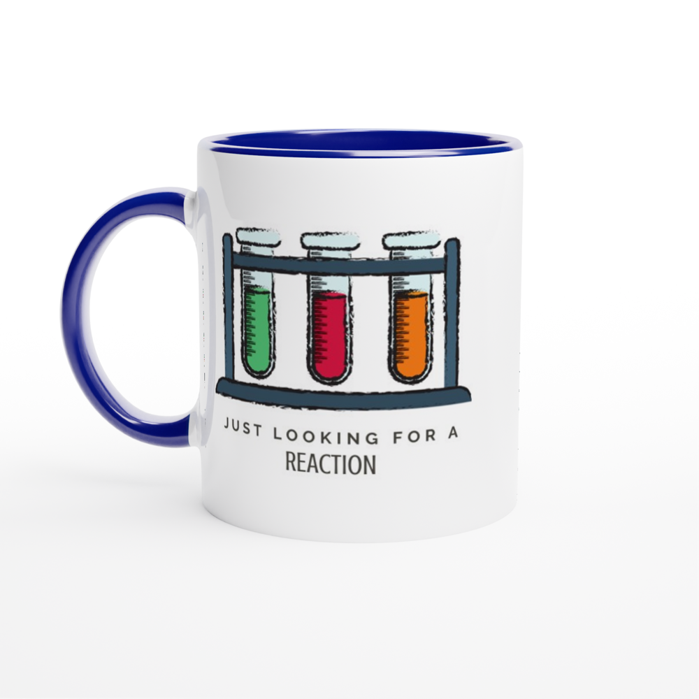 Test Tubes, Just Looking For A Reaction - White 11oz Ceramic Mug with Colour Inside ceramic blue Colour 11oz Mug Globally Fulfilled Science
