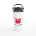 Drummer By Night - White 15oz Stainless Steel Travel Mug White 15oz Stainless Steel Travel Mug Travel Mug Globally Fulfilled Music