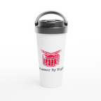 Drummer By Night - White 15oz Stainless Steel Travel Mug White 15oz Stainless Steel Travel Mug Travel Mug Globally Fulfilled Music