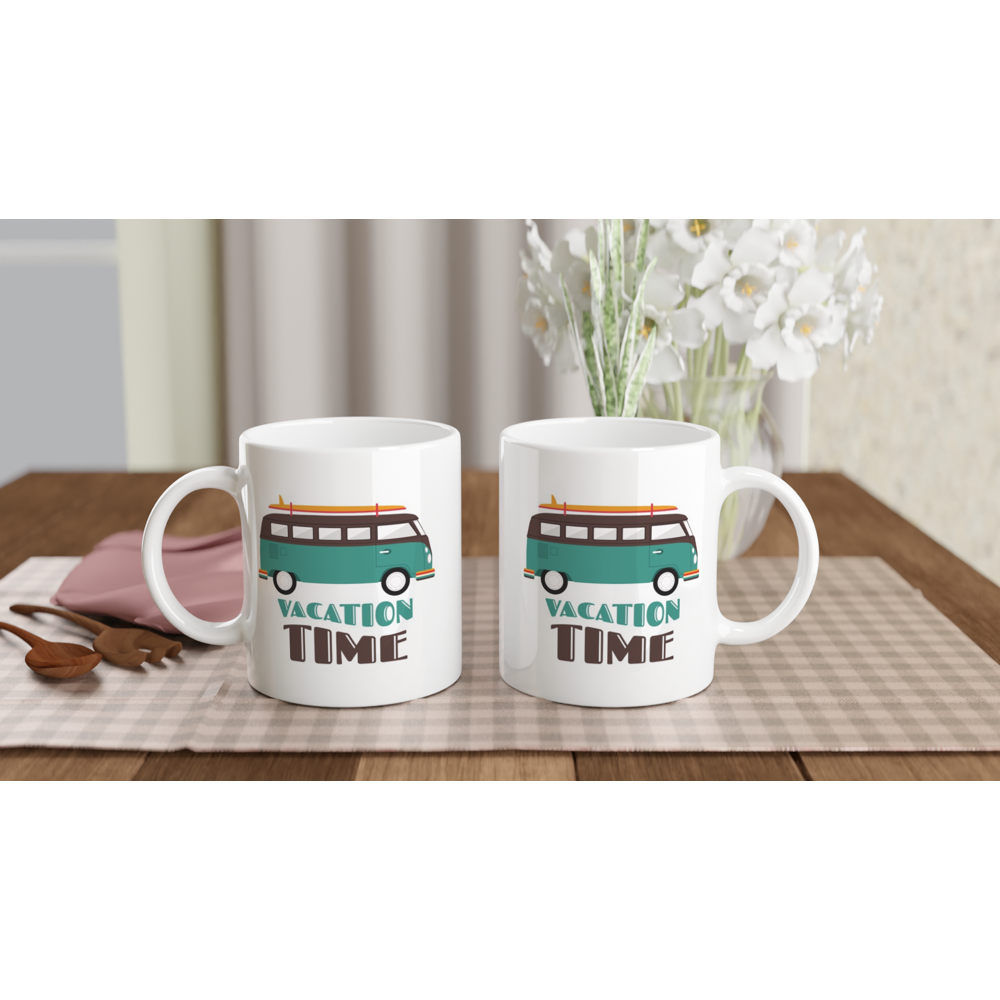 Vacation Time - White 11oz Ceramic Mug White 11oz Mug Globally Fulfilled Summer