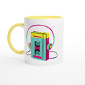 Wired For Sound, Music Player - White 11oz Ceramic Mug with Colour Inside ceramic yellow Colour 11oz Mug Globally Fulfilled Music Retro
