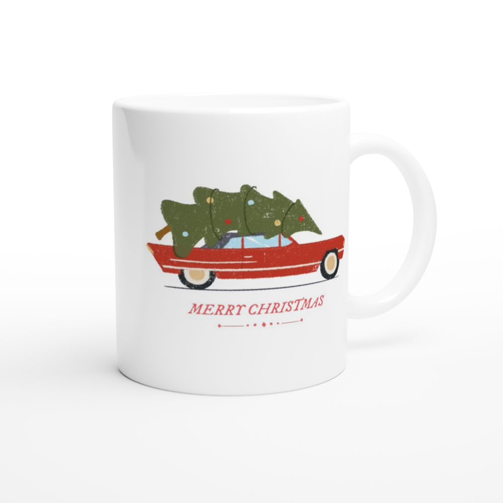 Christmas Car - White 11oz Ceramic Mug Christmas Mug Globally Fulfilled