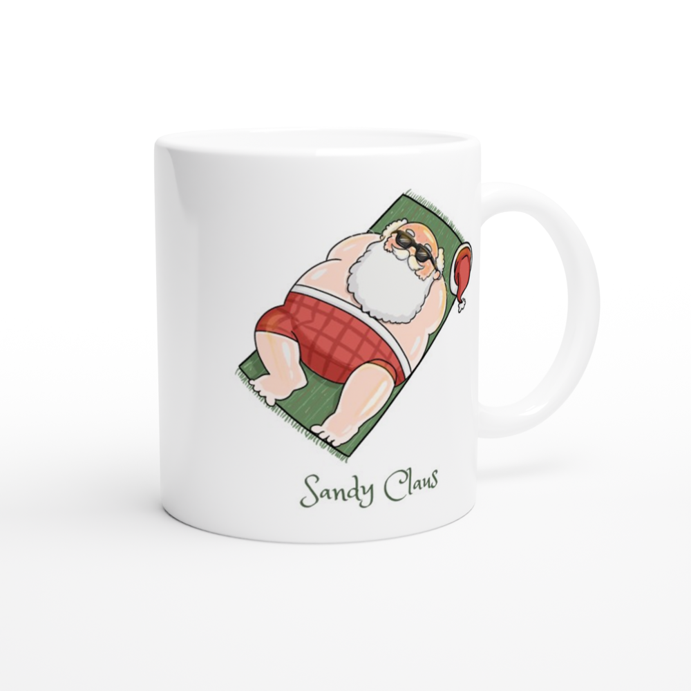 Sandy Claus - White 11oz Ceramic Mug Christmas Mug Globally Fulfilled