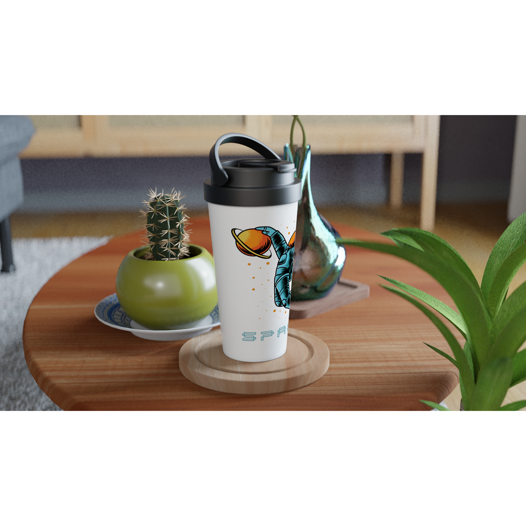 Astronaut Basketball - White 15oz Stainless Steel Travel Mug Travel Mug Globally Fulfilled Space