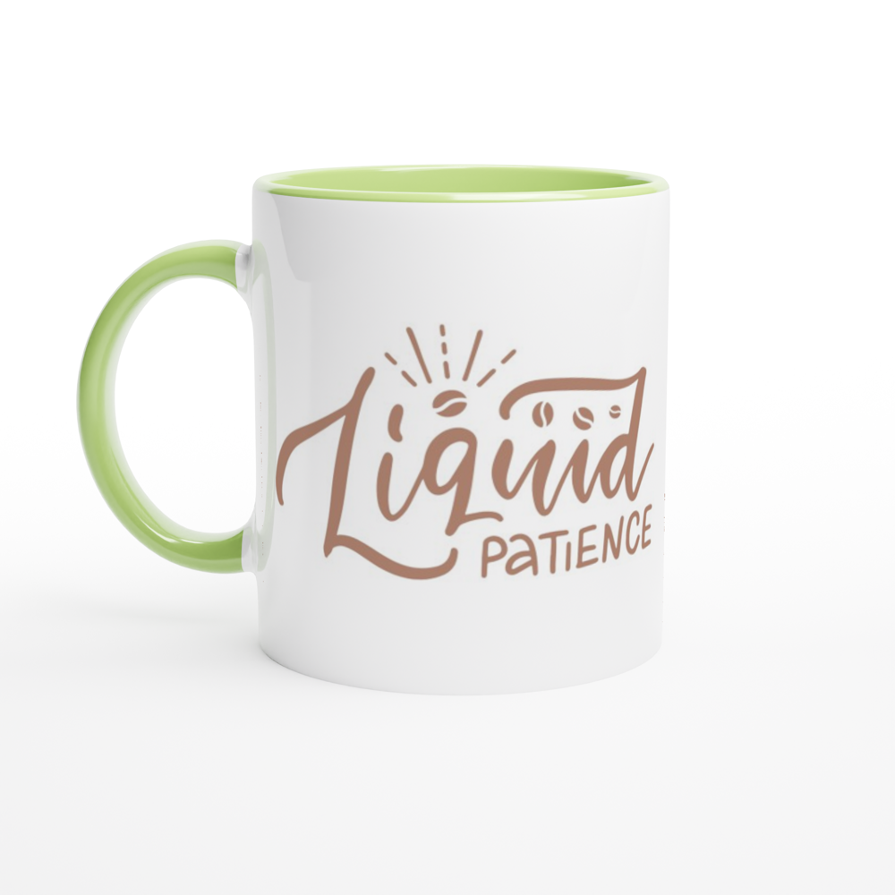 Liquid Patience - White 11oz Ceramic Mug with Colour Inside ceramic green Colour 11oz Mug Coffee Globally Fulfilled