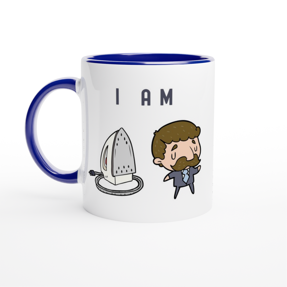 I Am Ironing Man - White 11oz Ceramic Mug with Colour Inside ceramic blue Colour 11oz Mug Funny Globally Fulfilled