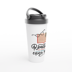 Reading Is Dreaming With Open Eyes - White 15oz Stainless Steel Travel Mug Travel Mug Globally Fulfilled Reading
