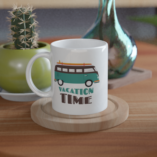 Vacation Time - White 11oz Ceramic Mug White 11oz Mug Globally Fulfilled Summer