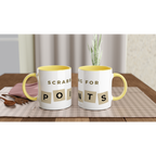Scrabbling For Points - White 11oz Ceramic Mug with Colour Inside ceramic yellow Colour 11oz Mug Games Globally Fulfilled