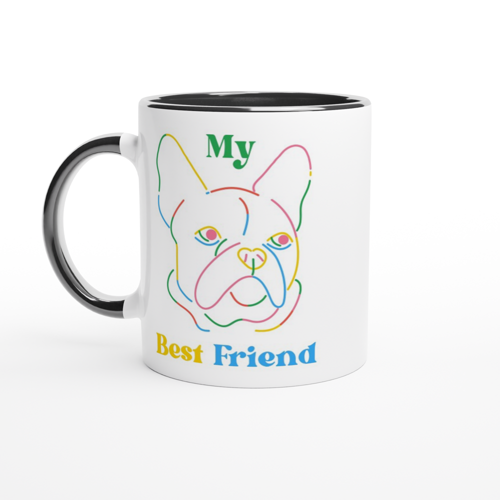 My Best Friend, Dog - White 11oz Ceramic Mug with Colour Inside ceramic black Colour 11oz Mug animal Globally Fulfilled