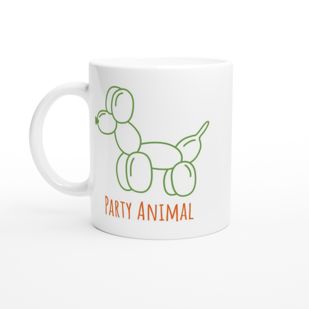 Party Animal - White 11oz Ceramic Mug White 11oz Mug Globally Fulfilled