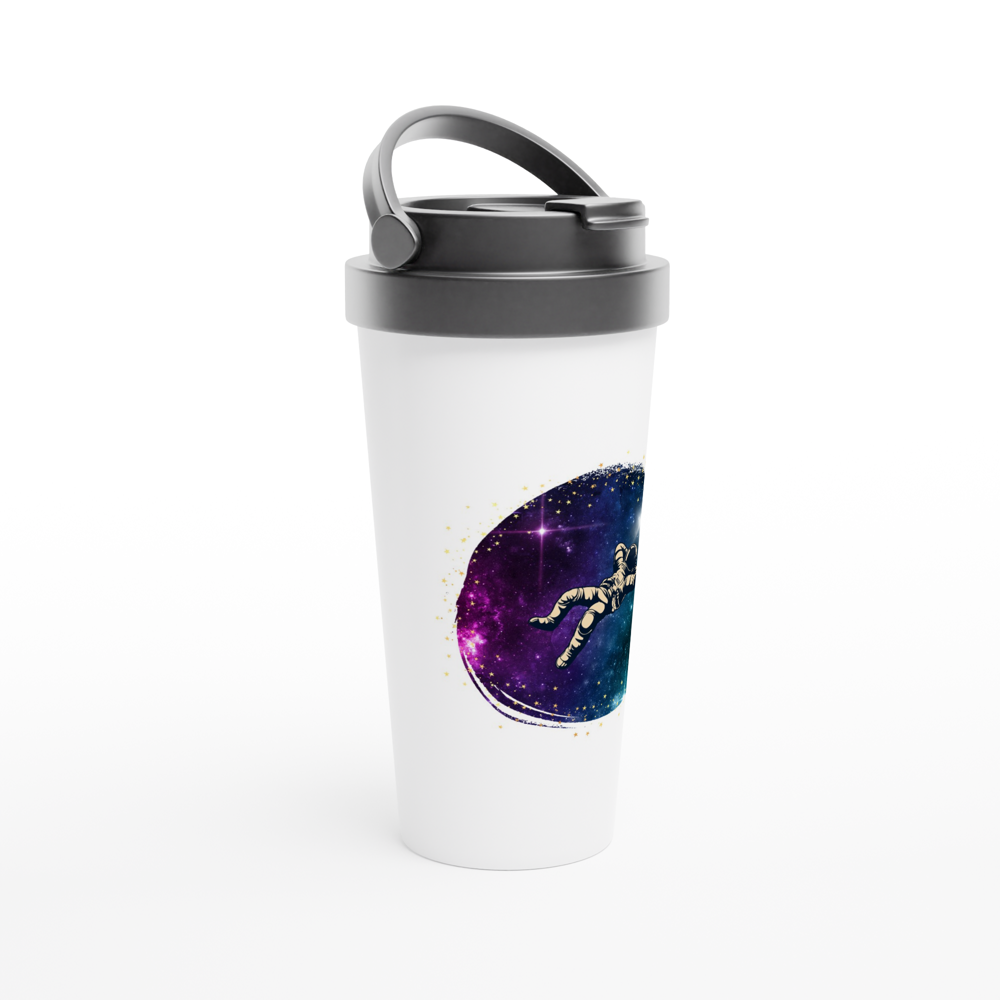 Spaceman - White 15oz Stainless Steel Travel Mug Travel Mug Globally Fulfilled Space
