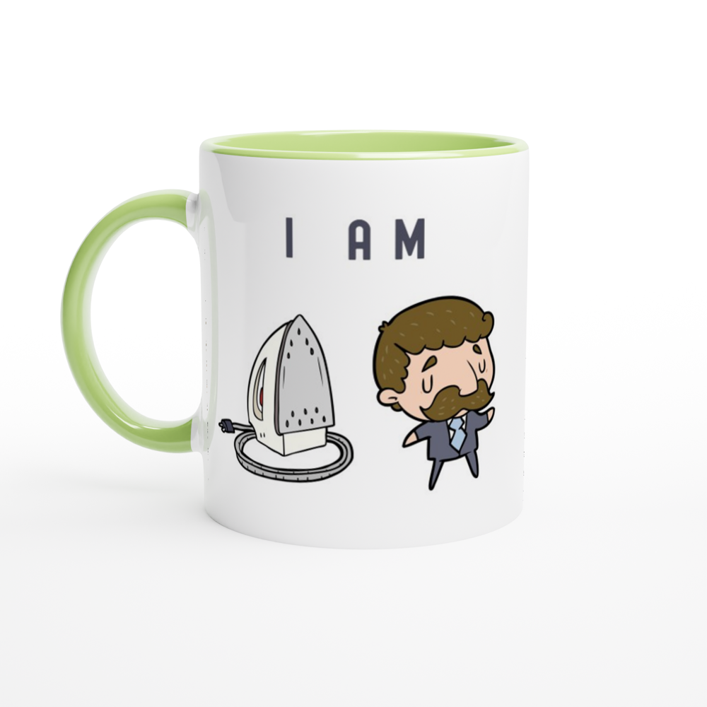 I Am Ironing Man - White 11oz Ceramic Mug with Colour Inside ceramic green Colour 11oz Mug Funny Globally Fulfilled