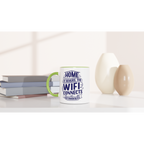 Home Is Where The WIFI Connects Automatically - White 11oz Ceramic Mug with Colour Inside Colour 11oz Mug Globally Fulfilled Tech