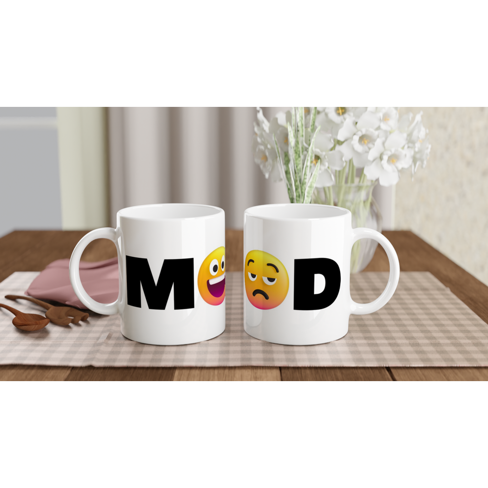 Mood Emoji - White 11oz Ceramic Mug White 11oz Ceramic Mug White 11oz Mug Globally Fulfilled