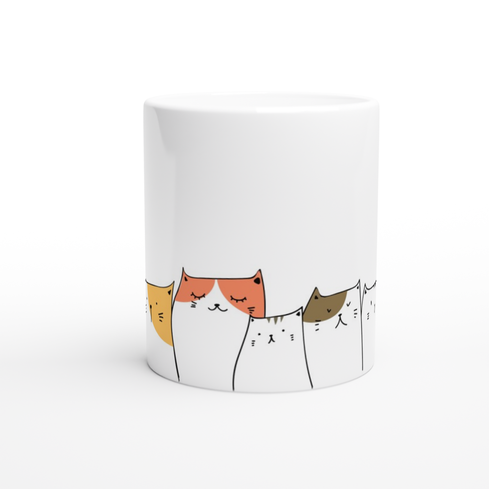 Cat Line - White 11oz Ceramic Mug White 11oz Mug animal Globally Fulfilled