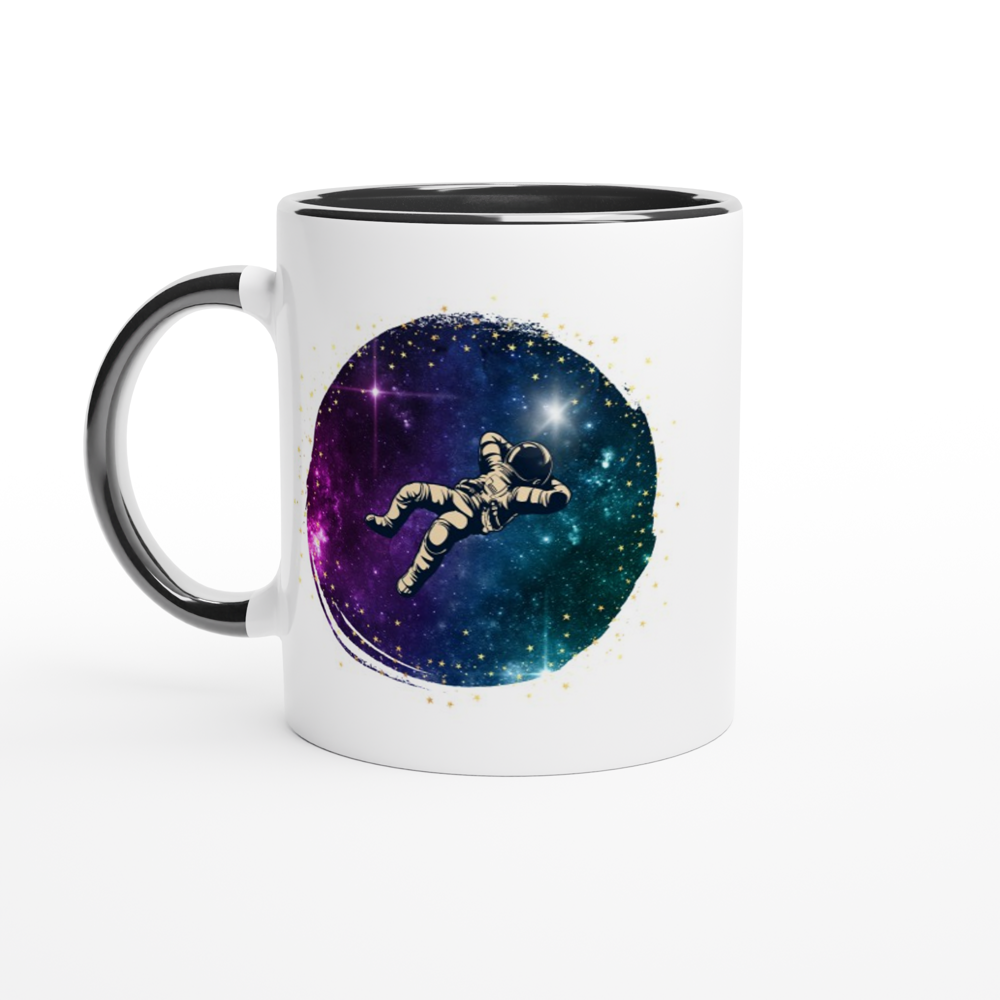 Spaceman - White 11oz Ceramic Mug with Colour Inside ceramic black Colour 11oz Mug Globally Fulfilled Space