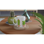 Merry Cactus - White 11oz Ceramic Mug Christmas Mug Globally Fulfilled