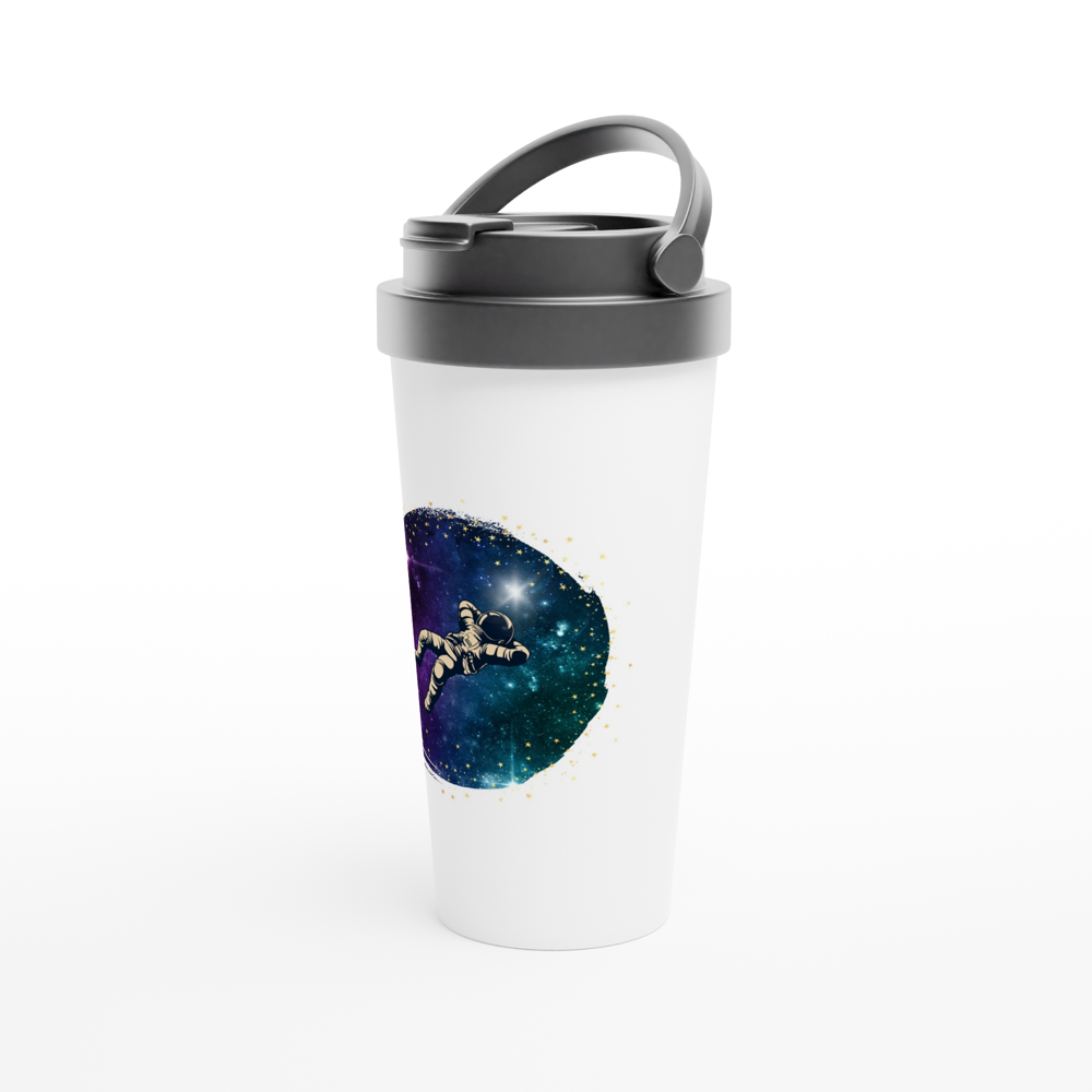 Spaceman - White 15oz Stainless Steel Travel Mug Travel Mug Globally Fulfilled Space