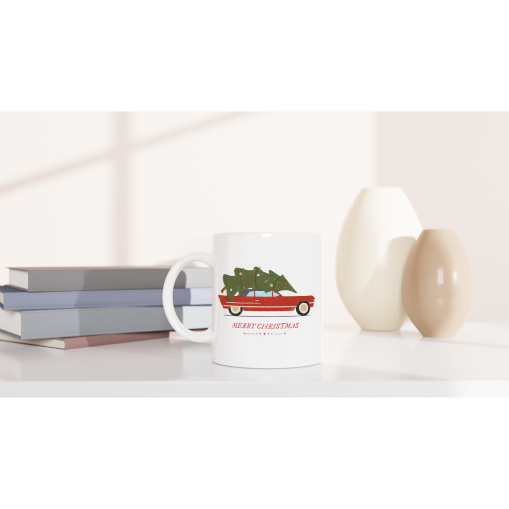 Christmas Car - White 11oz Ceramic Mug Christmas Mug Globally Fulfilled