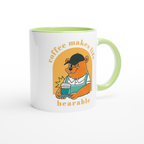 Coffee Makes Life Bearable - White 11oz Ceramic Mug with Colour Inside Colour 11oz Mug animal Coffee Globally Fulfilled