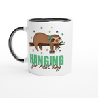 Hanging For Rest Day - White 11oz Ceramic Mug with Colour Inside ceramic black Colour 11oz Mug animal Fitness Globally Fulfilled