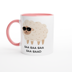 Baa Baa Baa Baa Baad - White 11oz Ceramic Mug with Colour Inside ceramic pink Colour 11oz Mug animal Globally Fulfilled
