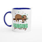 Hanging For Rest Day - White 11oz Ceramic Mug with Colour Inside ceramic blue Colour 11oz Mug animal Fitness Globally Fulfilled