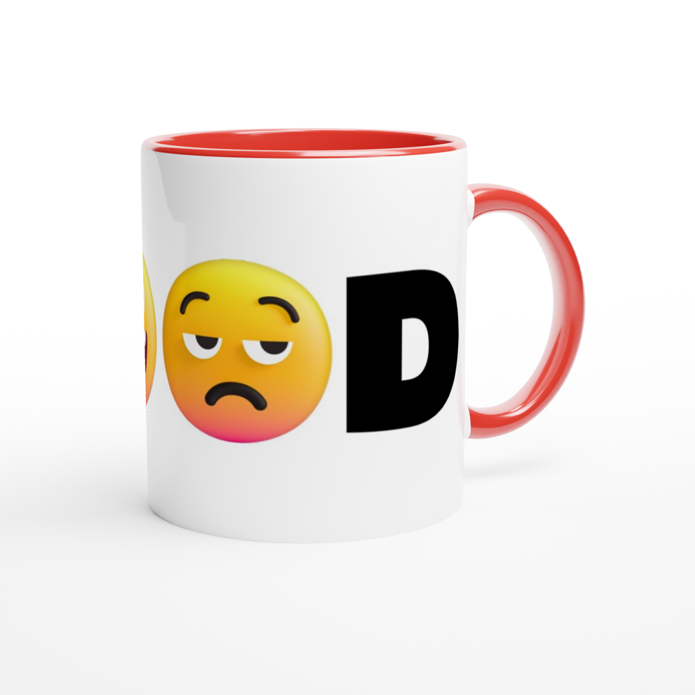 Mood Emoji - White 11oz Ceramic Mug with Colour Inside Colour 11oz Mug Funny Globally Fulfilled
