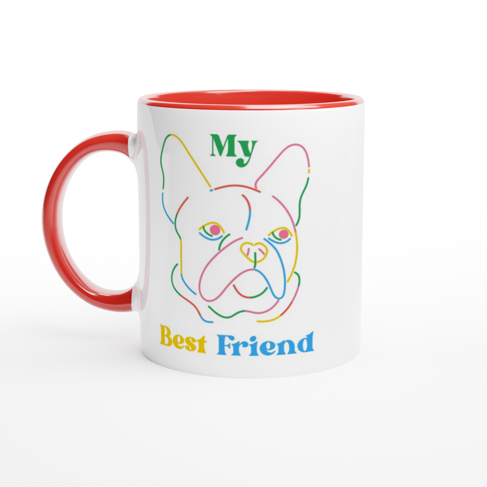 My Best Friend, Dog - White 11oz Ceramic Mug with Colour Inside ceramic red Colour 11oz Mug animal Globally Fulfilled