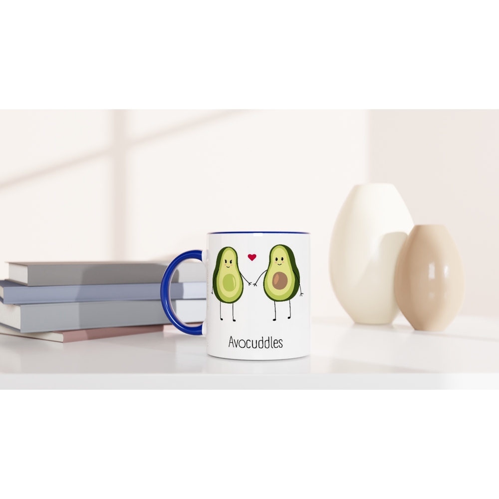 Avocuddles, Holy Guacamole - White 11oz Ceramic Mug with Colour Inside Colour 11oz Mug Globally Fulfilled Love