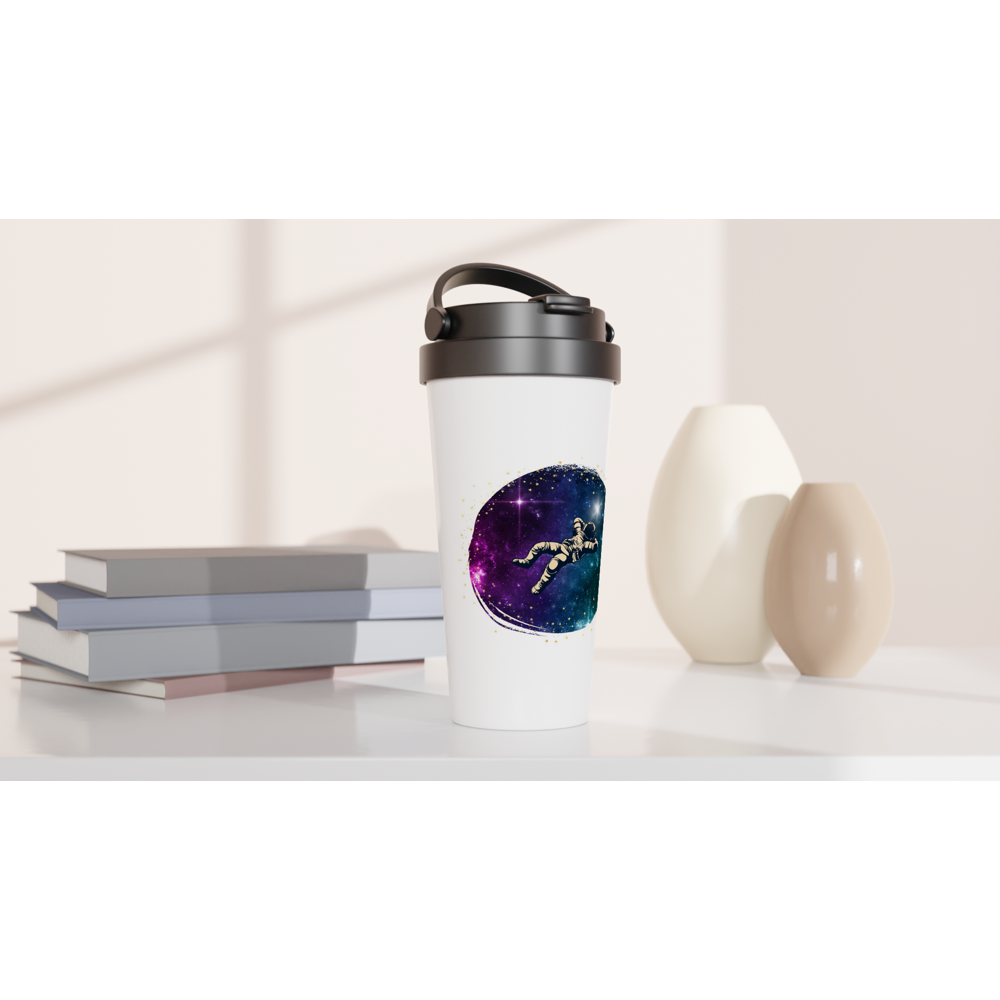 Spaceman - White 15oz Stainless Steel Travel Mug Travel Mug Globally Fulfilled Space