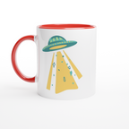 Alien UFO - White 11oz Ceramic Mug with Colour Inside ceramic red Colour 11oz Mug Globally Fulfilled Sci Fi Space