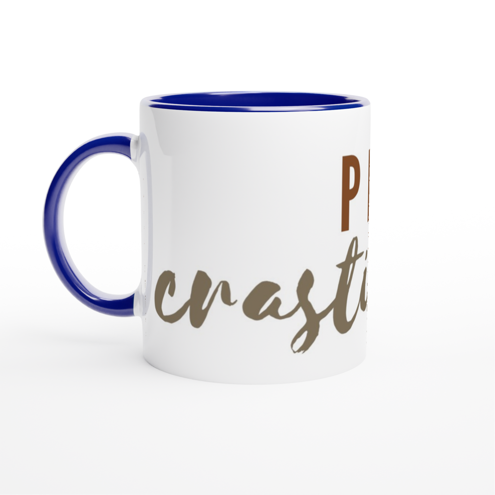 Procrastinator - White 11oz Ceramic Mug with Colour Inside ceramic blue Colour 11oz Mug Funny Globally Fulfilled