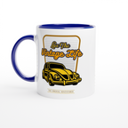 Live The Vintage Life - White 11oz Ceramic Mug with Colour Inside ceramic blue Colour 11oz Mug Globally Fulfilled Retro
