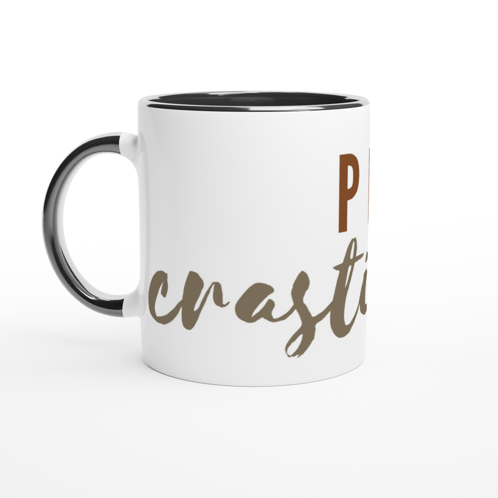 Procrastinator - White 11oz Ceramic Mug with Colour Inside Colour 11oz Mug Funny Globally Fulfilled