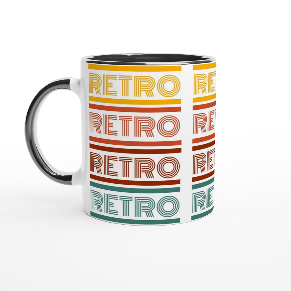 Retro - White 11oz Ceramic Mug with Colour Inside ceramic black Colour 11oz Mug Globally Fulfilled Retro