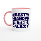 Best Grandpa In The Galaxy - White 11oz Ceramic Mug with Colour Inside ceramic pink Colour 11oz Mug Dad Globally Fulfilled