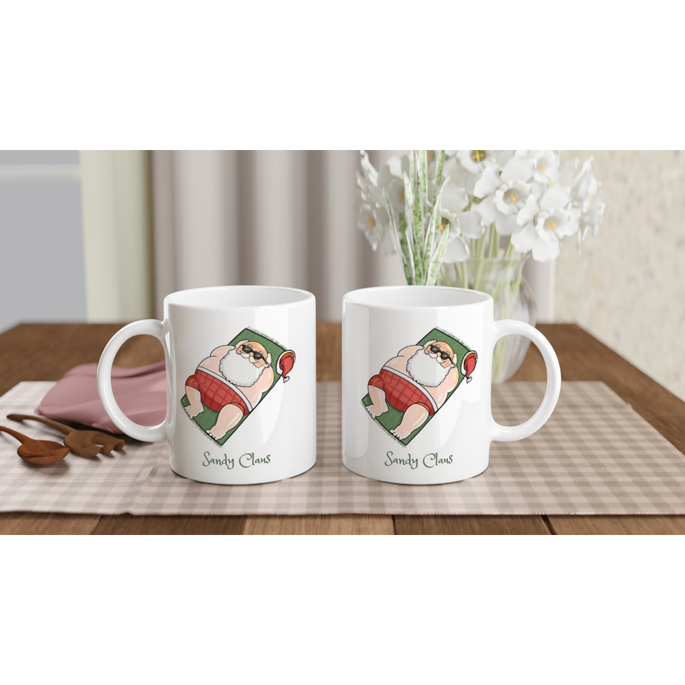Sandy Claus - White 11oz Ceramic Mug Christmas Mug Globally Fulfilled